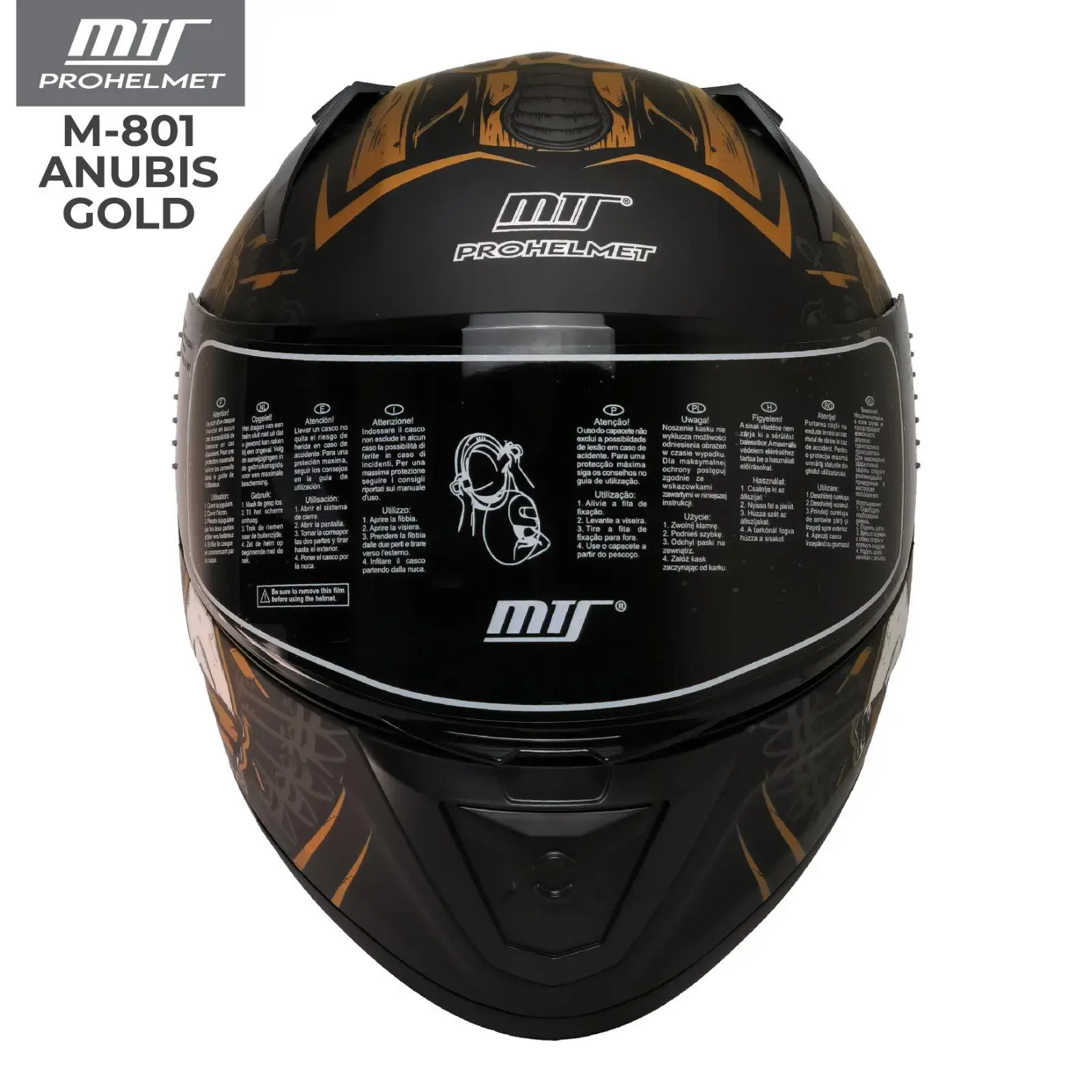 MTS M-801 ANIBUS GOLD MAT FULL FACE KASK  (SİYAH  VİZÖRLÜ)